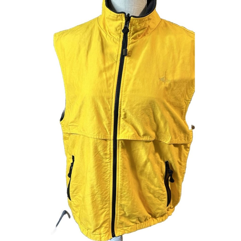 Port Authorities Men Charger Vest Black Yellow Reversible Zip Wind Water Res  M